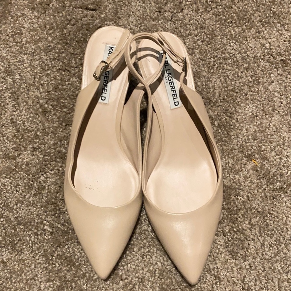 Karl Lagerfeld Paris Nude Slingback Heels